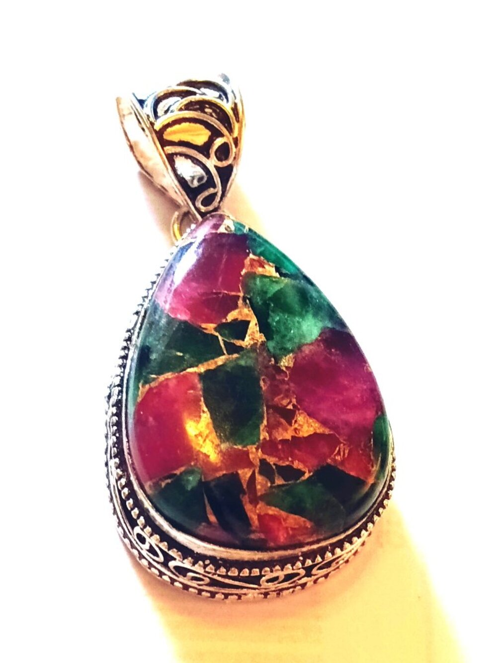 Dahlia Turquoise Gemstone Sterling Silver Pendant